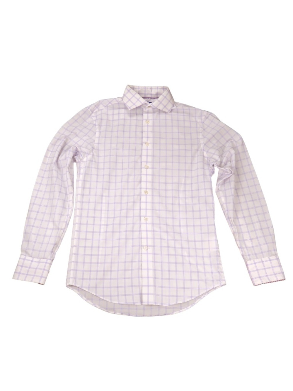 Egara Pink Blue Windowpane Button Up Shirt Men Small Non-Iron Slim Fit